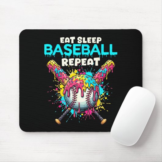 Eat Sleep Baseball Repeat Funny Ice Cream Drip Cro Mousepad (Mit Mouse)