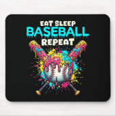 Eat Sleep Baseball Repeat Funny Ice Cream Drip Cro Mousepad (Vorne)