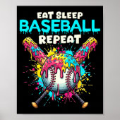 Eat Sleep Baseball Repeat Funny Ice Cream Drip Cro Poster (Vorne)