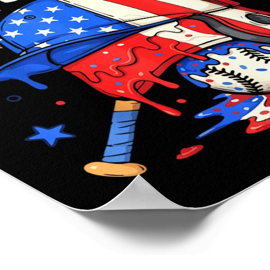 Eat Sleep Baseball Repeat Funny Ice Cream Drip Cro Poster (Ecke)