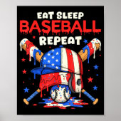 Eat Sleep Baseball Repeat Funny Ice Cream Drip Cro Poster (Vorne)