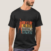 Eat Sleep Baseball Repeat Gloves Pitcher Pitch Cat T-Shirt (Vorderseite)
