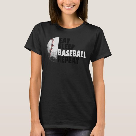 Eat Sleep Baseball Wiederholung Baseball Player Fu T-Shirt (Vorderseite)