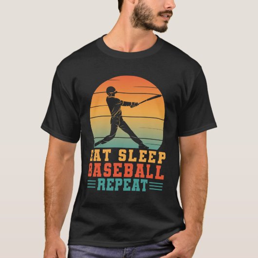 Eat Sleep Baseball Wiederholung Baseball Player Pi T-Shirt (Vorderseite)
