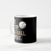 Eat Sleep Baseball Wiederholung Baseball und Spiel Kaffeetasse (Vorderseite Links)