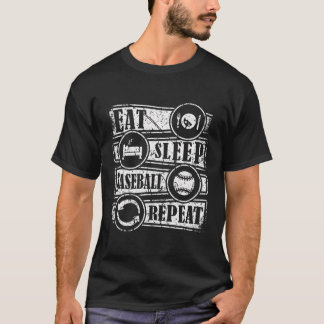 Eat Sleep Baseball Wiederholung erschüttert T-Shirt