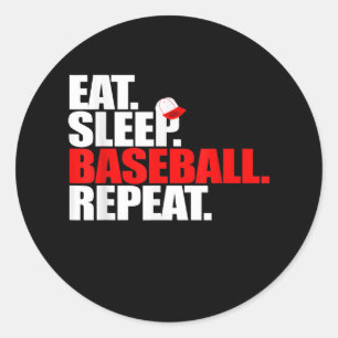 Eat Sleep Baseball Wiederholung Fangflotte Pitcher Runder Aufkleber