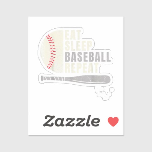 Eat Sleep Baseball Wiederholung Funny Baseball Pla Aufkleber (Blatt)