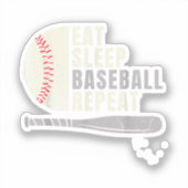 Eat Sleep Baseball Wiederholung Funny Baseball Pla Aufkleber (Vorderseite)