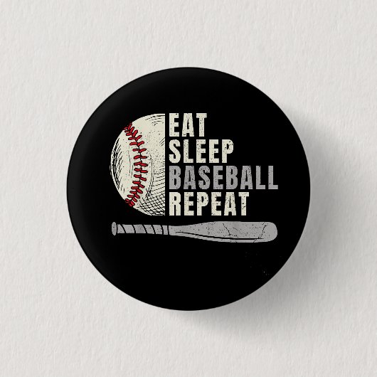Eat Sleep Baseball Wiederholung Funny Baseball Pla Button (Vorderseite)