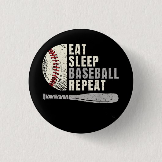 Eat Sleep Baseball Wiederholung Funny Baseball Pla Button (Vorderseite)