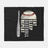 Eat Sleep Baseball Wiederholung Funny Baseball Pla Fleecedecke (Vorderseite (Horizontal))