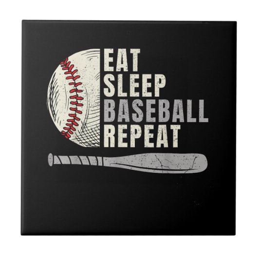 Eat Sleep Baseball Wiederholung Funny Baseball Pla Fliese (Vorderseite)
