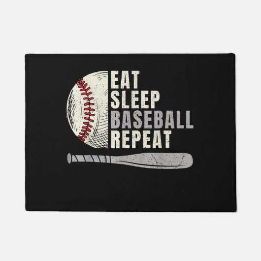 Eat Sleep Baseball Wiederholung Funny Baseball Pla Fußmatte (Vorderseite)