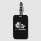 Eat Sleep Baseball Wiederholung Funny Baseball Pla Gepäckanhänger (Vorderseite Vertikal)