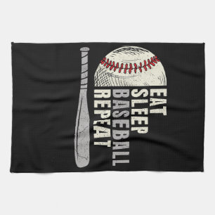 Eat Sleep Baseball Wiederholung Funny Baseball Pla Geschirrtuch