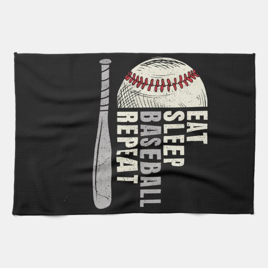 Eat Sleep Baseball Wiederholung Funny Baseball Pla Geschirrtuch (Horizontal)