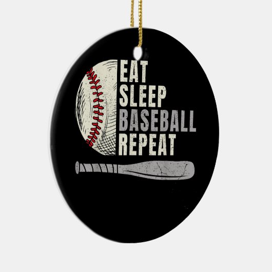 Eat Sleep Baseball Wiederholung Funny Baseball Pla Keramik Ornament (Rechts)