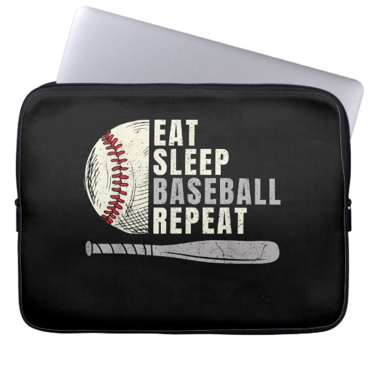 Eat Sleep Baseball Wiederholung Funny Baseball Pla Laptopschutzhülle (Vorderseite)