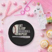 Eat Sleep Baseball Wiederholung Funny Baseball Pla Pappteller (Party)