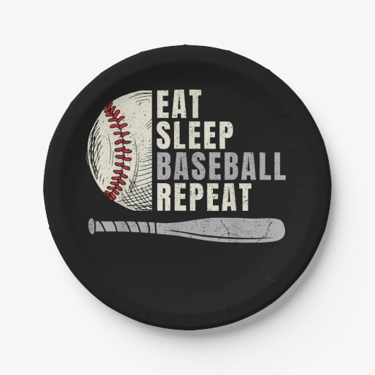 Eat Sleep Baseball Wiederholung Funny Baseball Pla Pappteller (Vorderseite)