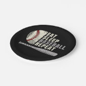 Eat Sleep Baseball Wiederholung Funny Baseball Pla Pappteller (Schrägansicht)