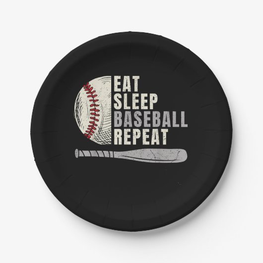 Eat Sleep Baseball Wiederholung Funny Baseball Pla Pappteller (Vorderseite)