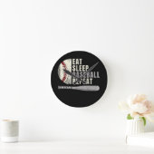 Eat Sleep Baseball Wiederholung Funny Baseball Pla Runde Wanduhr (Zuhause)
