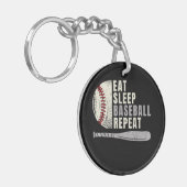 Eat Sleep Baseball Wiederholung Funny Baseball Pla Schlüsselanhänger (Vorderseite links)