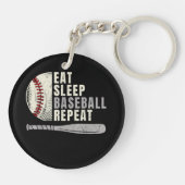 Eat Sleep Baseball Wiederholung Funny Baseball Pla Schlüsselanhänger (Rückseite)