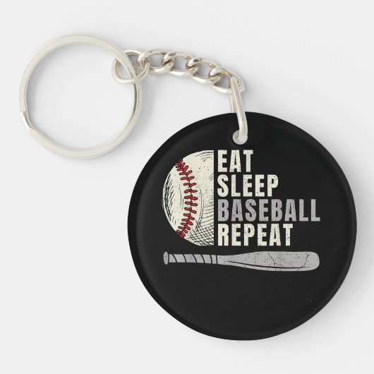 Eat Sleep Baseball Wiederholung Funny Baseball Pla Schlüsselanhänger (Vorderseite)