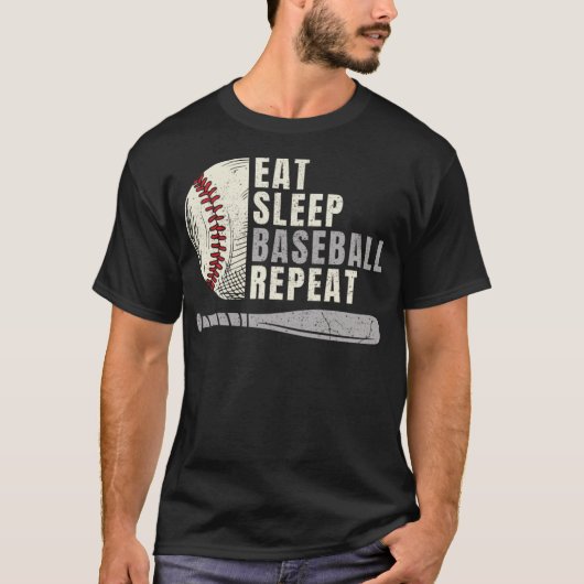 Eat Sleep Baseball Wiederholung Funny Baseball Pla T-Shirt (Vorderseite)