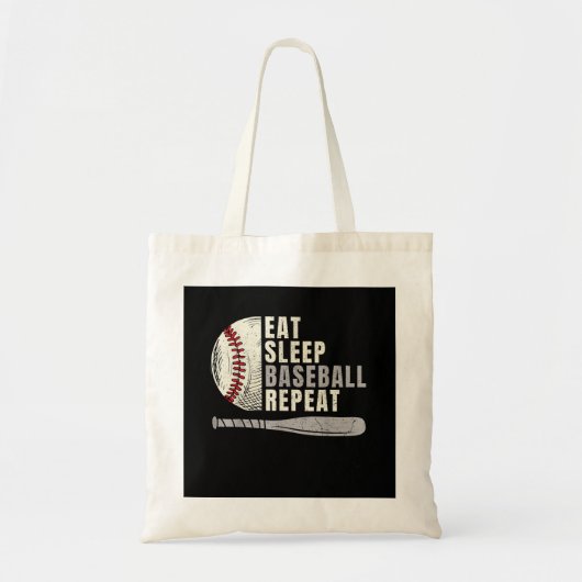 Eat Sleep Baseball Wiederholung Funny Baseball Pla Tragetasche (Vorne)