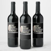 Eat Sleep Baseball Wiederholung Funny Baseball Pla Weinetikett (Flaschen)