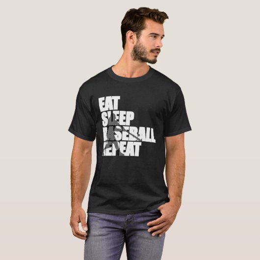 Eat Sleep Baseball Wiederholung Liebe Baseball T-Shirt (Vorne ganz)