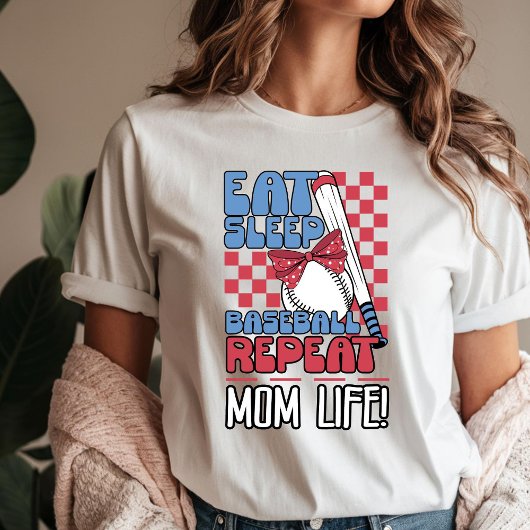 Eat Sleep Baseball Wiederholung, Mama Life T-Shirt
