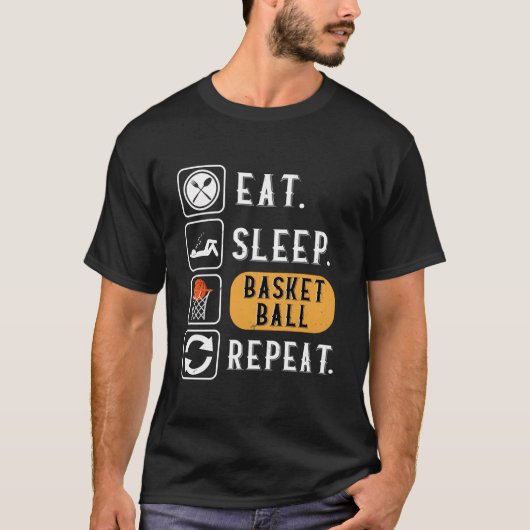 Eat Sleep Basketball Repeat Basketball T-Shirt (Vorderseite)
