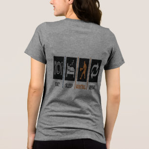 Eat Sleep Basketball Repeat Damen Rücken Druck Tri-Blend Shirt