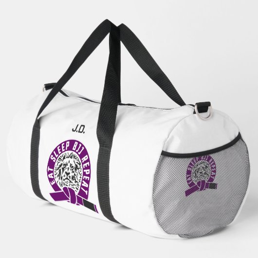 Eat Sleep BJJ Repeat - Lila Gürtel "Customizable" Duffle Bag (Rechte Ecke)