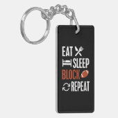 Eat Sleep Block Wiederholung Fußball Offensive Lin Schlüsselanhänger (Vorderseite links)