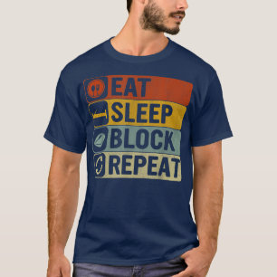 Eat Sleep Block Wiederholung Retro 60er 70er Desig T-Shirt