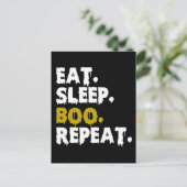 Eat Sleep Boo Repeat - Funny Halloween 2022 Postkarte (Stehend Vorderseite)
