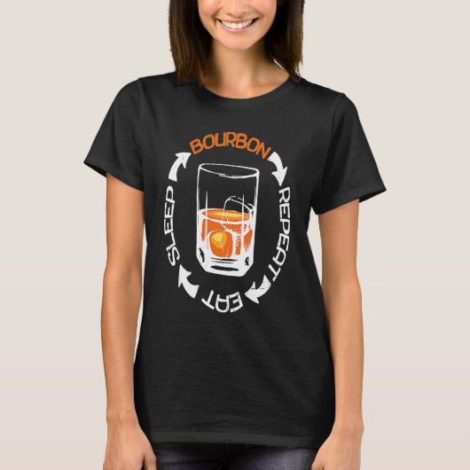Eat Sleep Bourbon Repeat Scotch Single Malt Whisk T-Shirt (Vorderseite)
