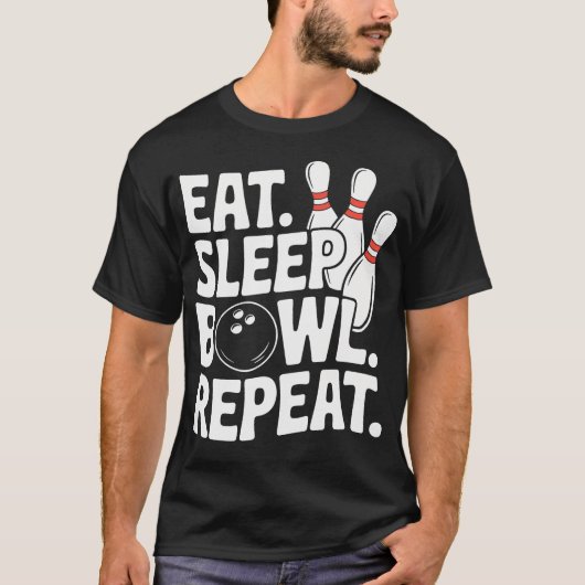 Eat Sleep Bowl T-Shirt (Vorderseite)