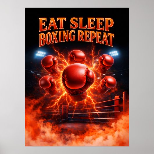 Eat Sleep Boxen Repeat Kunst Poster (Vorne)