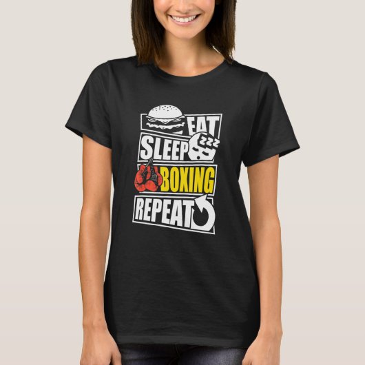 Eat Sleep Boxing Repeat Spieler oder Trainer T-Shirt (Vorderseite)