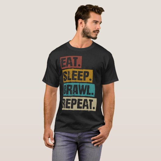 Eat Sleep Brawl Repeat Retro Video Gaming Game Gam T-Shirt (Vorne ganz)