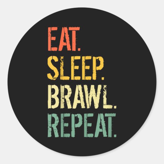 Eat Sleep Brawl Repeat Stars Funny Video Gamer Gam Runder Aufkleber (Vorderseite)