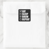 Eat Sleep Brew Wiederholung Funny Beer Zuhause Bre Quadratischer Aufkleber (Tasche)