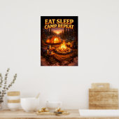 Eat Sleep Camp Repeat Kunst Poster (Küche)